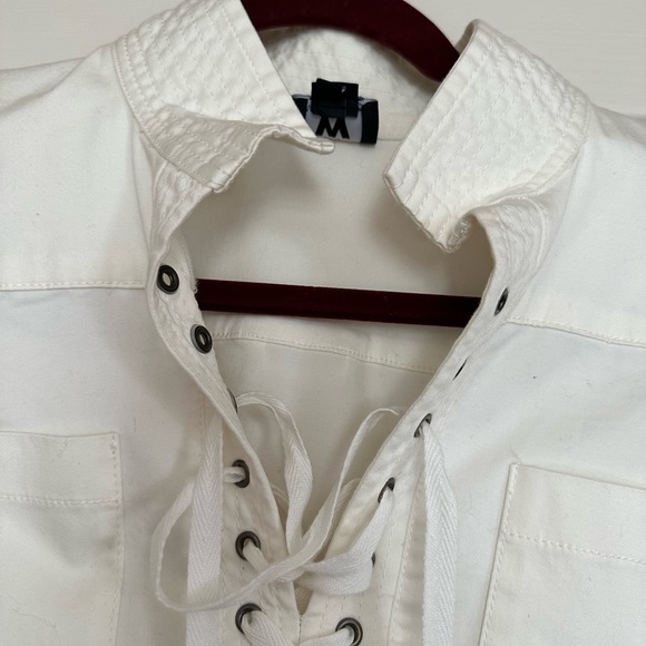 NWOT, W by Worth, grommet tie front white dress - Picture 2 of 8